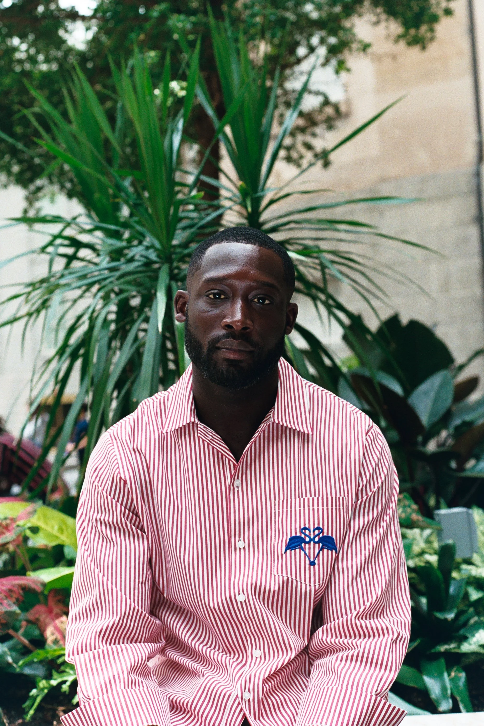striped long sleeve button down. - red — mingo by domingo.